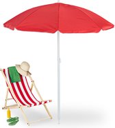 Relaxdays Parasol 160 cm - opvouwbare strandparasol - tuinparasol met draagtas - spies