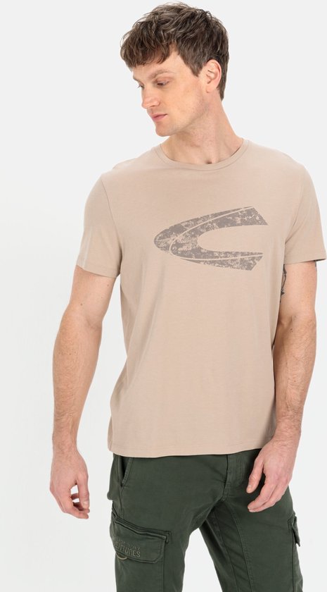 camel active T-shirt met print van duurzame organic cotton - Maat menswear-5XL - Bruin