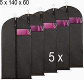5x XL duurzame kledinghoes met rits - 60x140 cm - Zwart - Kledinghoezen