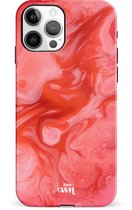 xoxo Wildhearts Marble Red Lips - Double Layer - Hardcase hoesje geschikt voor iPhone 11 Pro Max hoesje - Rood hoesje - Marmer case geschikt voor iPhone 11 Pro Max hoesje rood - Shockproof beschermhoes - Rood