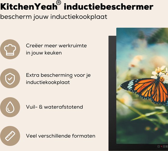 KitchenYeah® Inductie beschermer 30x52 cm - Vlinder - Bloemen - Tuin - Kookplaataccessoires - Afdekplaat voor kookplaat - Inductiebeschermer - Inductiemat - Inductieplaat mat