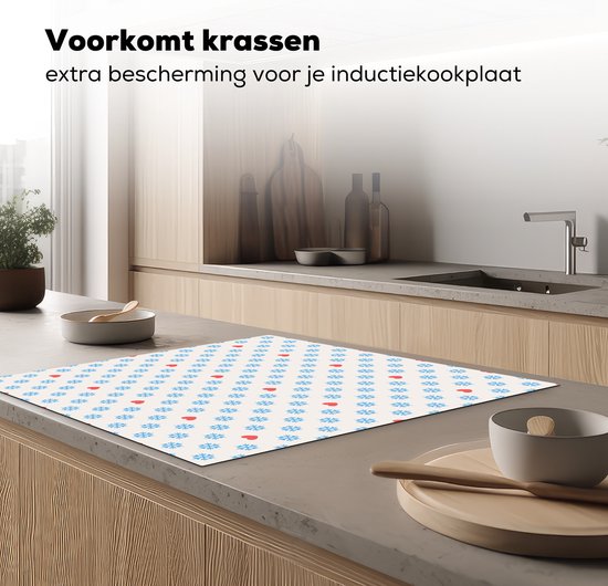 KitchenYeah® Inductie beschermer 78x78 cm - Sneeuwvlok - Hart - Winter - Patronen - Kookplaataccessoires - Afdekplaat voor kookplaat - Inductiebeschermer - Inductiemat - Inductieplaat mat