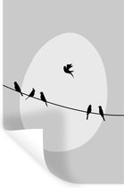 Muurstickers - Sticker Folie - Vogels - Zwart - Wit - 20x30 cm - Plakfolie - Muurstickers Kinderkamer - Zelfklevend Behang - Zelfklevend behangpapier - Stickerfolie