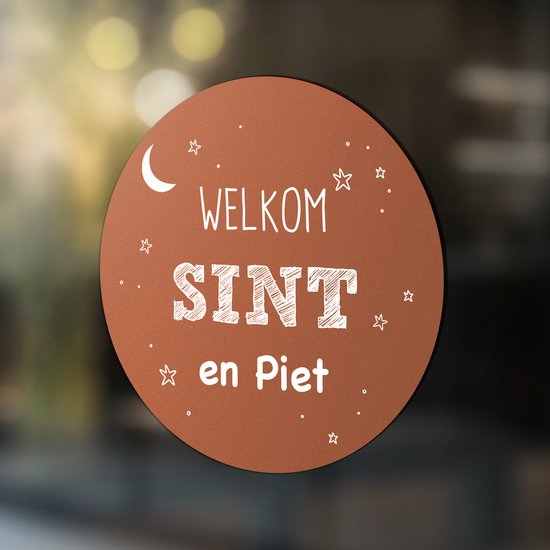 Label2X - Sticker Welkom Sint en Piet - Raamsticker - Sinterklaas 60 cm Groen - Sinterklaas decoratie - Sinterklaas versiering