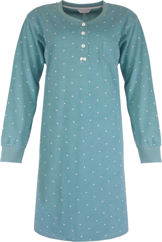 Tenderness Dames Nachthemd - Fleece - Bolletjes - Groen - Maat S