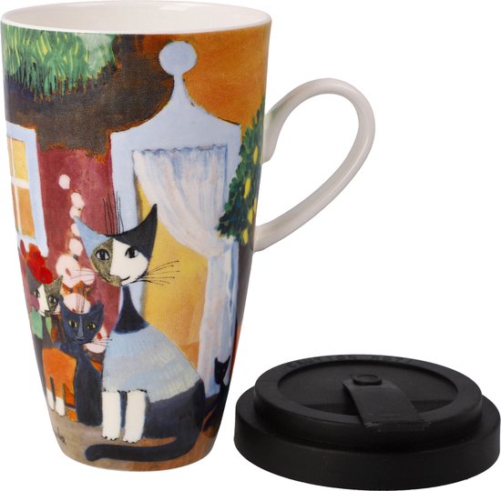 Goebel - Rosina Wachtmeister | Tasse à Café / Thee Una bellissima giornata | Tasse à emporter - porcelaine - 500ml - avec couvercle
