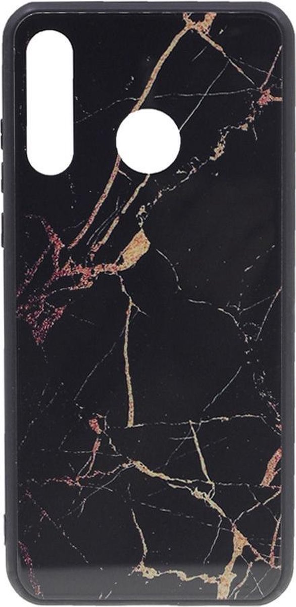 Shop4 - Geschikt voor Huawei P30 Lite Hoesje - Harde Back Case Marmer Zwart