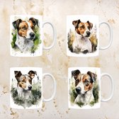 Jack Russel mokken set van 4, servies voor hondenliefhebbers, hond, thee mok, beker, koffietas, koffie, cadeau, moeder, oma, pasen decoratie, kerst, verjaardag