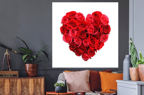 Stickers muraux - Roses - Rouge - Cœur - 120x120 cm - Film Adhésif XXL