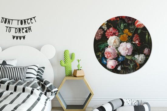 Cercle mural - Cercle mural - Nature morte aux fleurs dans un vase en verre - Peinture de Jan Davidsz. de Heem - Aluminium - ⌀ 90 cm - Intérieur et Extérieur