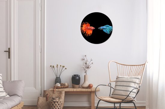 Cercle mural - Cercle mural - Poisson - Animaux sauvages - Zwart - Aluminium - ⌀ 30 cm - Intérieur et Extérieur