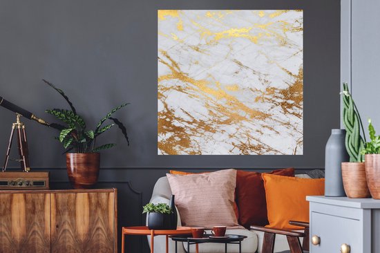 Stickers muraux - Film autocollant - Marbre - Motifs - Or - 100x100 cm - Film adhésif - Stickers muraux chambre d'enfant - Papier peint autocollant XXL - Papier peint autocollant - Film autocollant