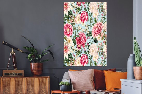 Stickers muraux - Fleurs - Rose - Motif - 80x120 cm - Film Adhésif