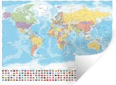Muurstickers - Sticker Folie - Wereld - Kaart - Kleuren - Vlag - 160x120 cm - Plakfolie - Muurstickers Kinderkamer - Zelfklevend Behang XXL - Zelfklevend behangpapier - Stickerfolie