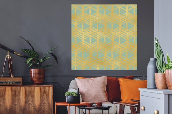 Stickers muraux - Motifs - Luxe - Or - Vert - 100x100 cm - Film Adhésif XXL