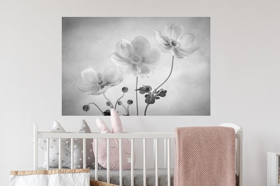 Stickers Stickers muraux - Nature morte - Zwart - Wit - Fleurs - 90x60 cm - Feuille adhésive