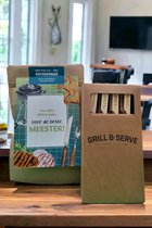 Meester-Cadeau-Verjaardag-Einde Schooljaar-Afscheid-BBQ-Kruiden-Spit-Vrije Tijd-Stoere-Lieve-Kruiden-Grill-Serve-Bedankt-Tof-BBQ Pakket