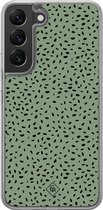 Casimoda® hoesje - Geschikt voor Samsung Galaxy S22 - Green Confetti - 2-in-1 case - Schokbestendig - Illustratie - Verhoogde randen - Mint, Transparant