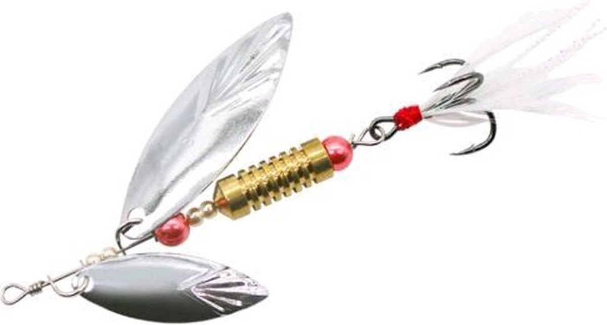 PikeAttack - tandem spinner - Roofvissen - wit/zilver - 8cm - 8g