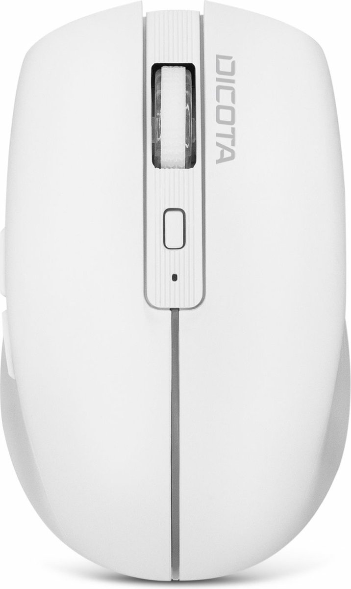 Dicota Notebook Muis Bluetooth Wit 5 Toetsen 800 dpi, 1200 dpi, 1600 dpi Afneembare kabel, GeĂŻntegreerd scrollwiel, Oplaadbaar
