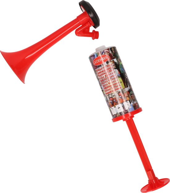 Station toeter - 2x - rood - hand/lucht pomp - luchthoorn - voetbal ...