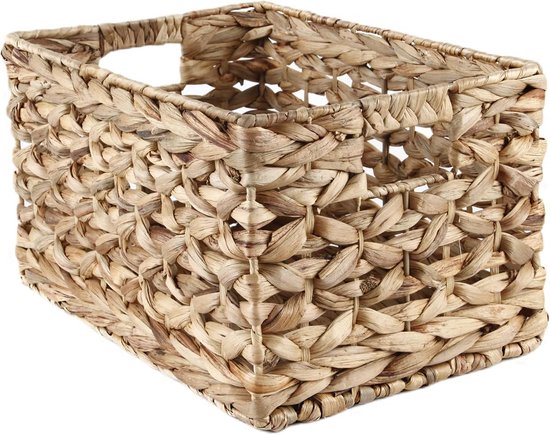 Panier En Rotin Avec Couvercle 26x26x9 Cm - Rangement Déco Naturel Pour Salon, Salle De Bain Ou Chambre