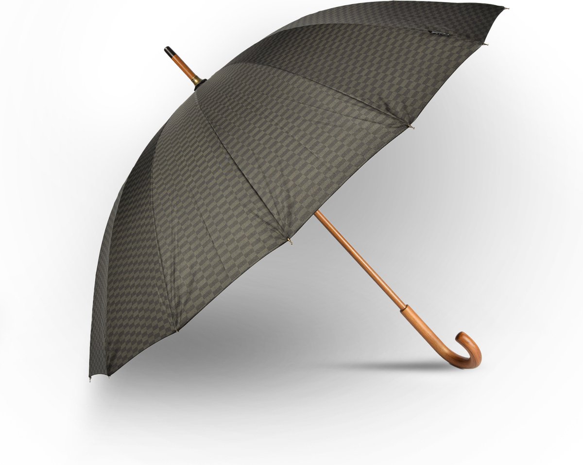Grote Grijs Paraplu met Houten Handgreep - Automatisch Windproof - Ø102cm - Geïnspireerd door Kingsman: The Secret Service - Polyester Pongee & Fiberglass - discountershop