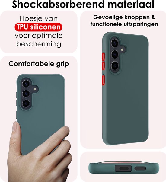 Coque adaptée pour Samsung A55, coque arrière en Siliconen , vert foncé