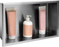 Rea - Badkamer Inbouwnis - Geborsteld Staal - 10X45X30Cm