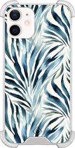 Casimoda® hoesje - Geschikt voor iPhone 12 Mini - Japandi Waves - Shockproof case - Extra sterk - TPU/polycarbonaat - Blauw, Transparant