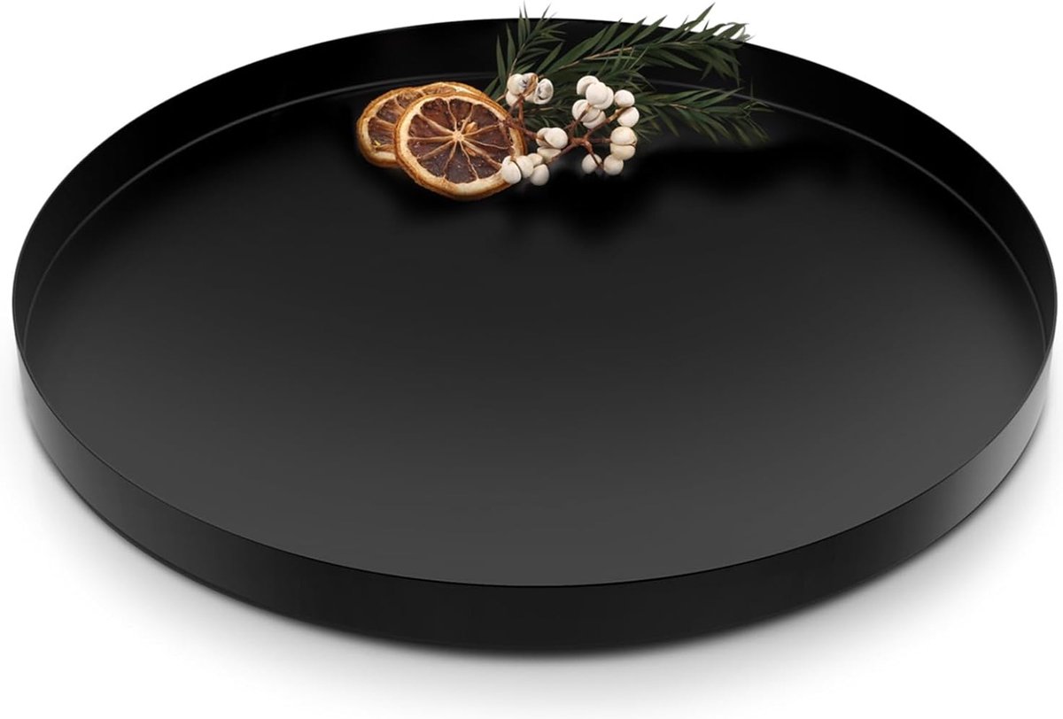 Decoratief dienblad, rond, diameter 30 cm, dienblad van roestvrij staal, antislip cosmeticadienbladen van metaal, decoratieve borden voor adventskrans, borden, dessert, cosmetica, sieraden