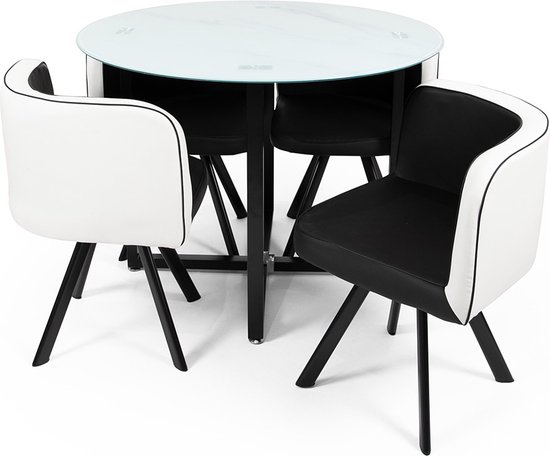 Ensemble Table Pliante + 4 Chaises Pliantes Milton & Oldbrook - Noir, Acier, Dimensions Table 80x80x70 Cm - 8