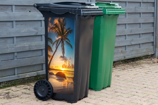 Container sticker Strand - Zee - Palmboom - Zonsondergang - 44x98 cm - Kliko sticker