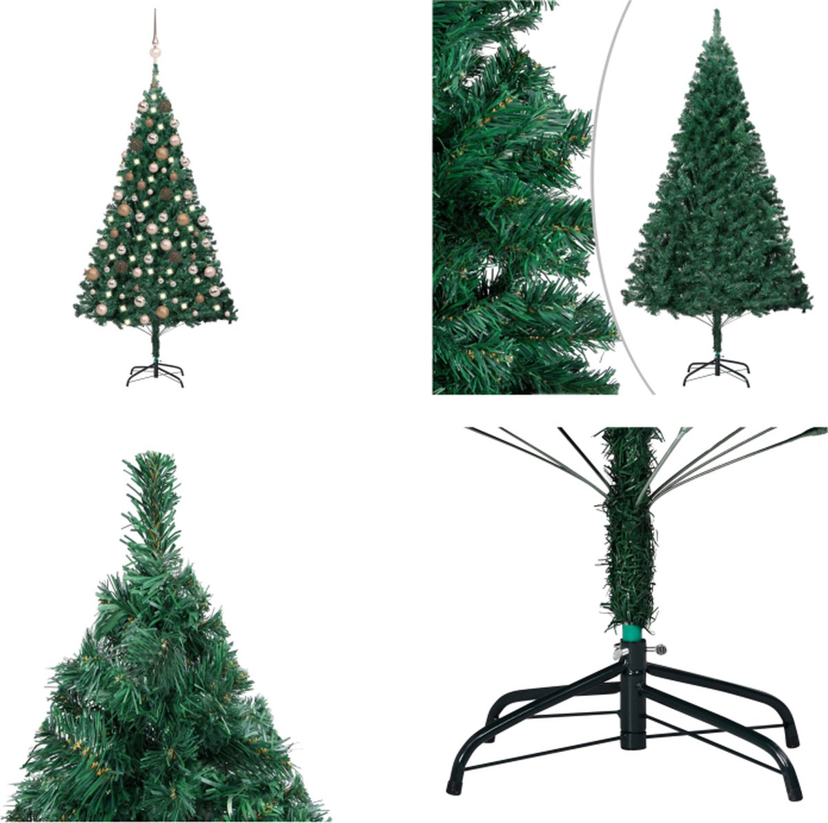 vidaXL Kunstkerstboom met LED's en kerstballen 120 cm PVC groen - Kunstkerstboom - Kunstkerstbomen - Kerstboom - Kerstdecoratie