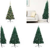 vidaXL Kunstkerstboom met LED's en kerstballen half 150 cm groen - Kunstkerstboom - Kunstkerstbomen - Kerstboom - Kerstdecoratie