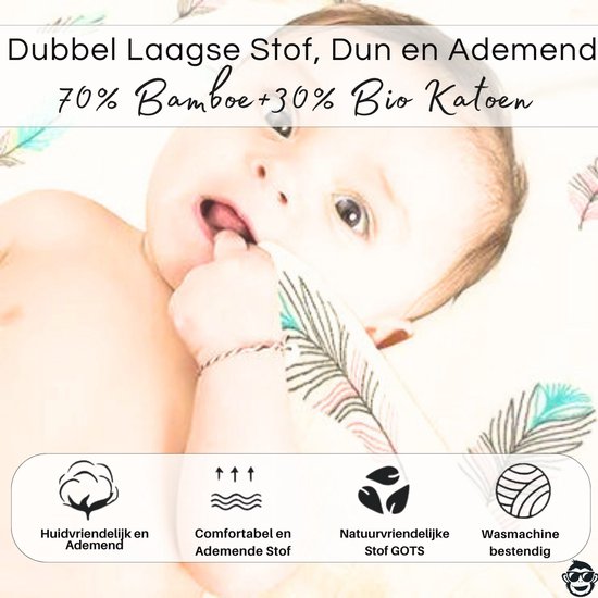 BoefieBoef XL Hydrofiele Doek 120x110cm - Zachte Bamboe Swaddle, Inbakerdoek, Mousseline Doek voor Baby's en Newborns 0 tot 12 maanden - Veer Wit - Dubbellaags, Ademend en Absorberend - Kerst en KraamCadeau - - Duurzaam - Babydeken - Roze Blauw Geel van Merkloos — afbeelding 4