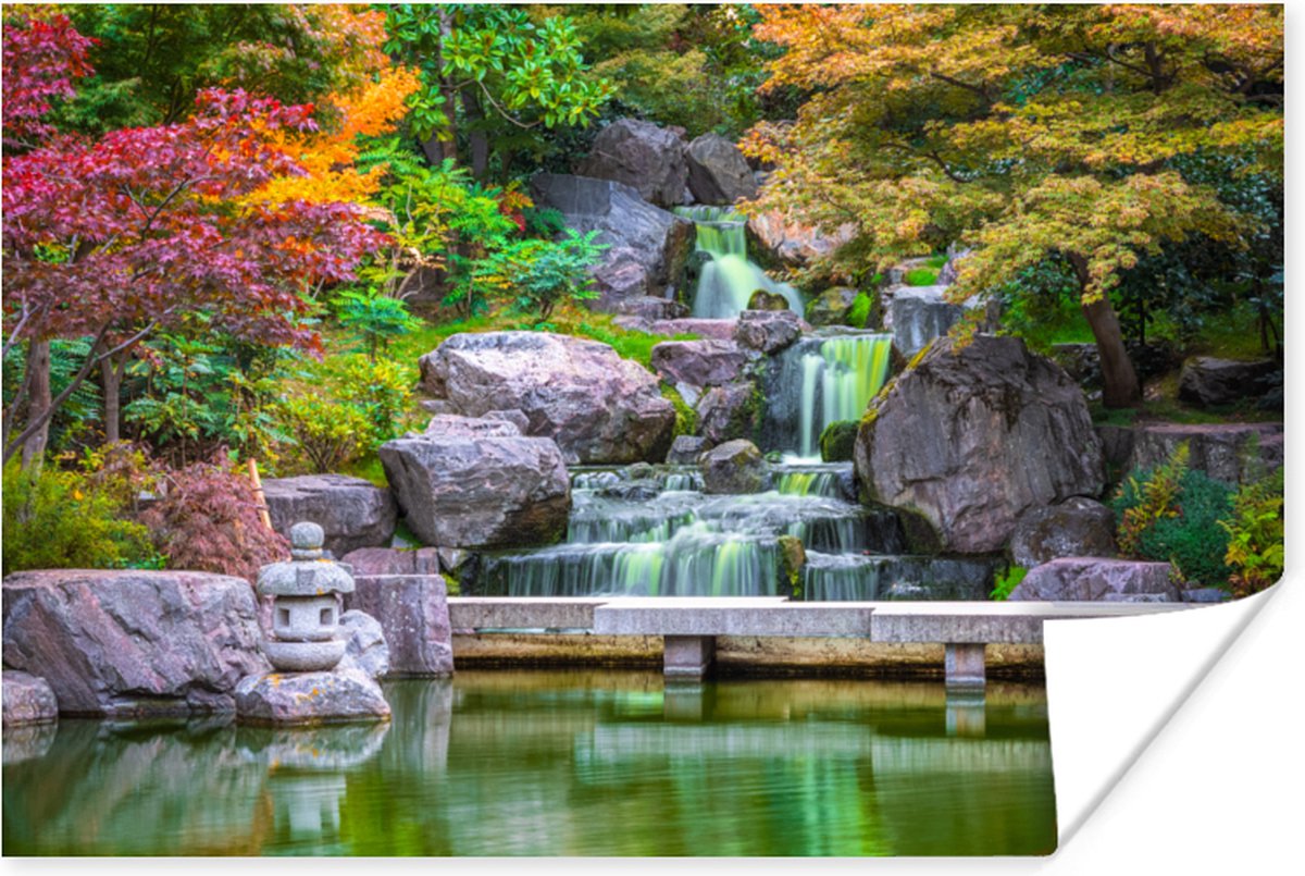 Poster Stenen - Water - Bomen - Japans - Botanisch - 60x40 cm
