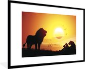 Fotolijst incl. Poster - Illustratie van een landschap in Afrika tijdens een zonsondergang - 90x60 cm - Posterlijst