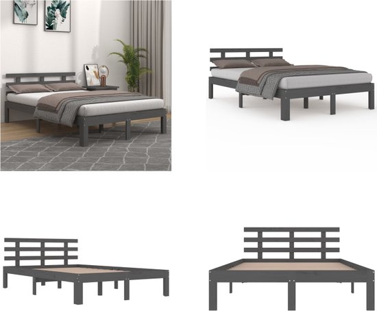 VidaXL Bedframe Grijs Sonoma Eiken 120x200 Cm - Modern Houten Bed Met 6 Opbergvakken En Lattenbodem