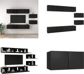 vidaXL Tv-meubelen 8 st spaanplaat zwart - Tv-kastenset - Tv-kastensets - Tv-kasten - Tv-meubelset
