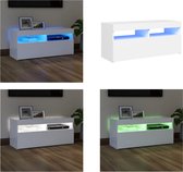 vidaXL Tv-meubel met LED-verlichting 90x35x40 cm wit - Tv-kast - Tv-kasten - Televisiekast - Televisiekasten