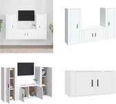 vidaXL 3-delige Tv-meubelset bewerkt hout wit - Tv-kast - Tv-kasten - Tv-meubel - Hifi-meubel