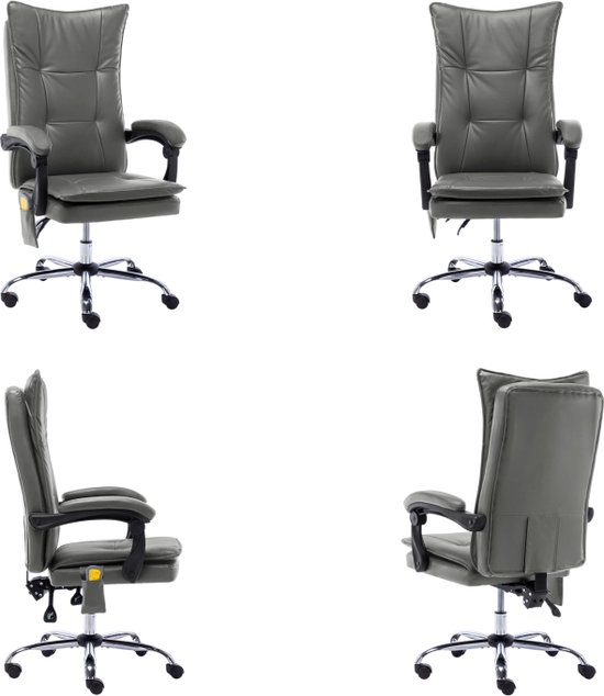 vidaXL Massage kantoorstoel kunstleer antraciet - Bureaustoel - Bureaustoelen - Massage Kantoorstoel - Massage Kantoorstoelen