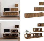 vidaXL 4-delige Tv-meubelset bewerkt hout gerookt eikenkleurig - Tv-meubelset - Tv-meubelsets - Tv-meubel - Tv Meubelset