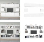 vidaXL 6-delige Tv-meubelset bewerkt hout wit - Tv-kast - Tv-kasten - Tv-meubel - Hifi-meubel