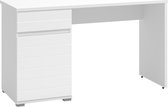 Bureau met 1 lade en 1 deur - Mdf - Glanzend wit - KATNIS L 130 cm x H 75.4 cm x D 50 cm
