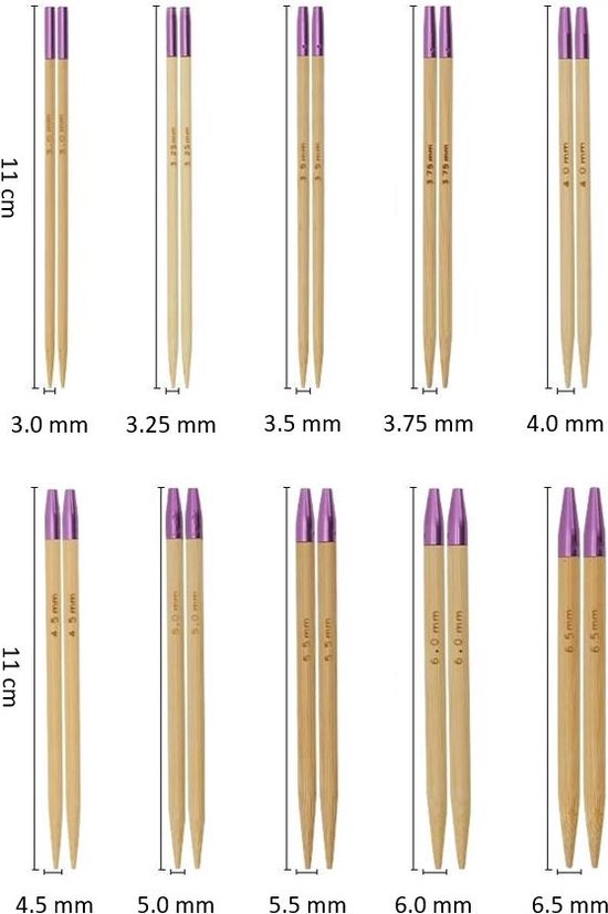 Professionele Rondbreinaalden set - Verwisselbaar - 10 maten naalden 3.0-6.5mm - 4 maten lengte 40-100cm - Mondrian