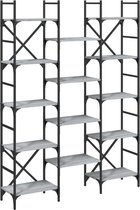 vidaXL - Boekenkast - 127,5x28,5x172,5 - cm - bewerkt - hout - grijs - sonoma - eiken