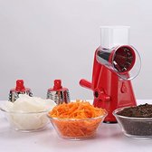 Handmatig roterende aardappelrasp keuken mandoline groentesnijder met 3 staafmessen, gemakkelijk te gebruiken (rood)