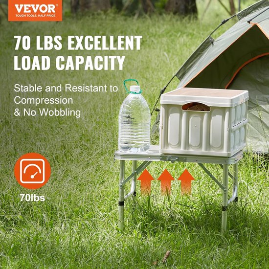 klaptafel campingtafel 610 x 405 x 495 mm, opklapbare tuintafel balkontafel multifunctionele tafel 31,5 kg belastbare campingtafel klaptafel draagbaar aluminium frame bestand tegen hoge temperaturen — afbeelding 2